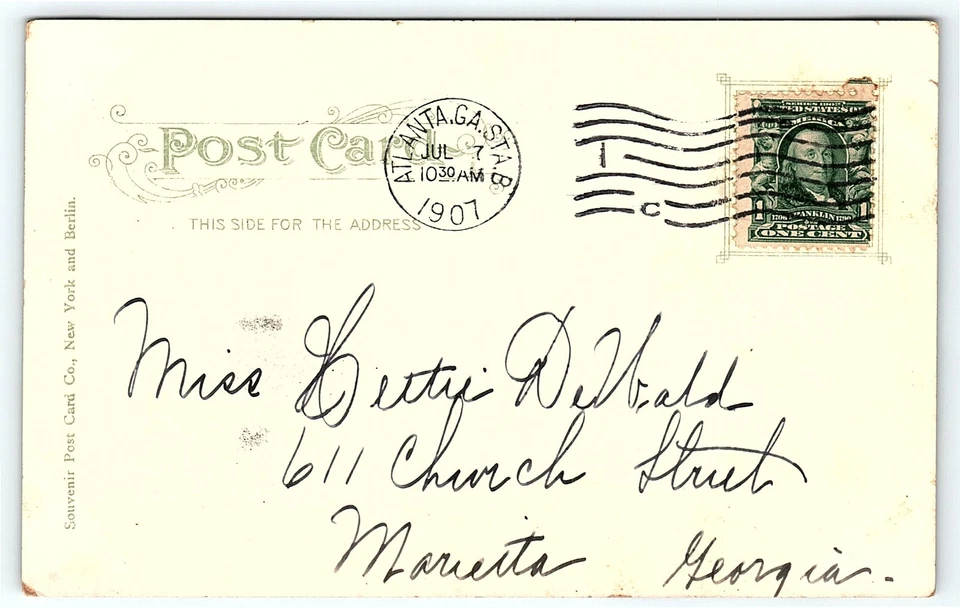 1907 ATLANTA GEORGIA PIEDMONT HOTEL EARLY UNDIVIDED POSTCARD 44-168 - Image 3 of 3