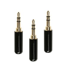 3Pc Black 3.5mm Male Stereo Headphone Audio Solder Connector Gold Plated Copper