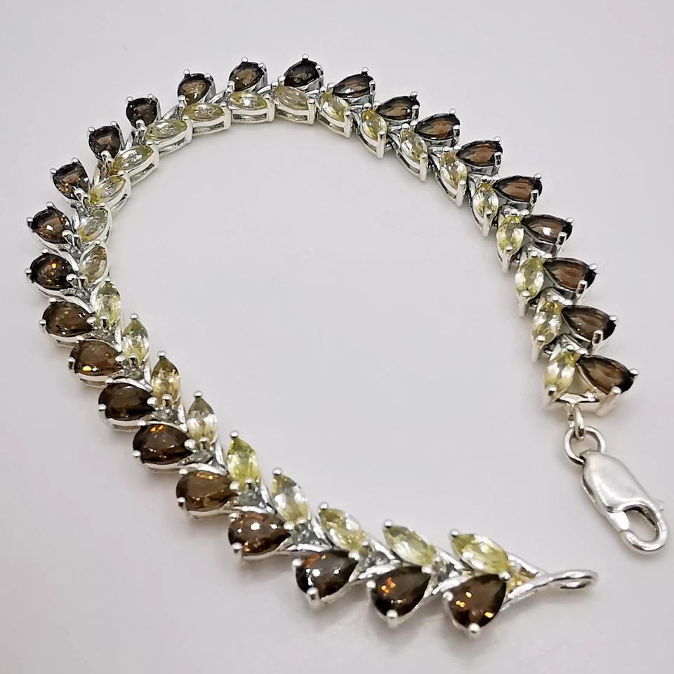 Tennisarmband Armband Rauchtopas Peridot  Edelstein Sterling Silber 925 fastNEU! - Bild 2 von 4