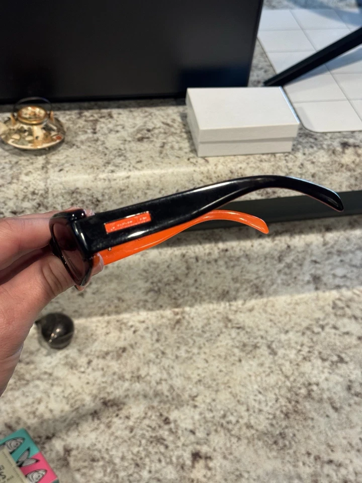 Vintage Christian Dior Paris Unisex Sonnenbrille Schwarz & Neon Orange Made In Italy - Bild 4 von 4