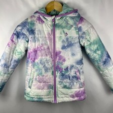 Ocean Coast Girls Puffer Jacket Size Medium Full Zip with Hood Colorful