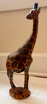 #ad Hand Carved Wooden Giraffe 18.5quot; Made In Kenya $12.36