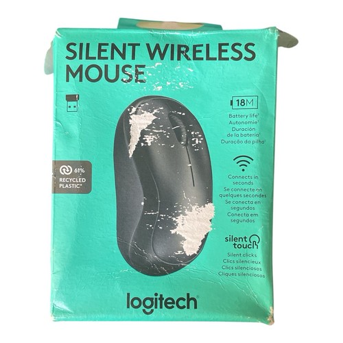 Logitech Silent Wireless Mouse 910-007482 Black Damaged Box Checked - Picture 1 of 2