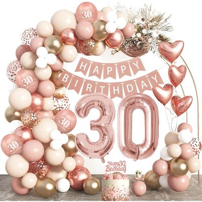 30. Geburtstag Dekoration Frauen: Rose Gold Party Ballons, Banner & Girlande