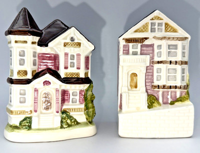 Otagiri Ceramic Victorian Houses Salt & Pepper Shakers San Francisco Japan