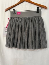 Justice Girls Gray Silver Sparkle Active Pleated Skirt Built in shorts Upick New