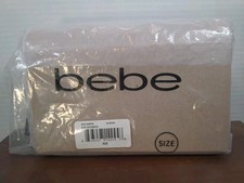 NWT Bebe Zuri Crossbody Purse Bag Almond Color Gold Logo Women's Small E02-4497E