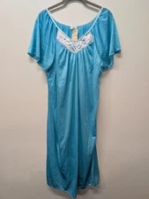 VTG Milco Blue Green Nightgown Nightie Nylon Made in USA S/M NWT