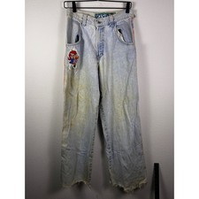 Vintage JNCO Jeans Light Wash Baggy Skater Girl Patch Distressed 29x28 trashed 