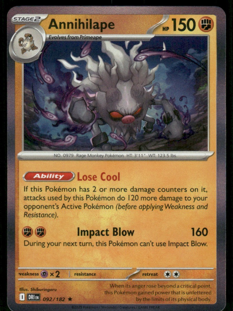2025 Scarlet & Violet Series - Destined Rivals Annihilape Rare #92