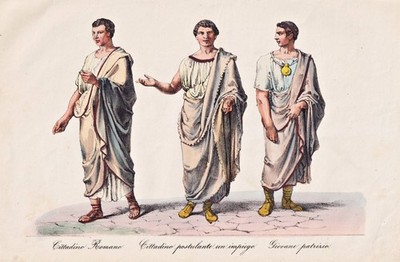 Roman citizens Patrizier Patrician costumes ancient Rome Lithographie 1860