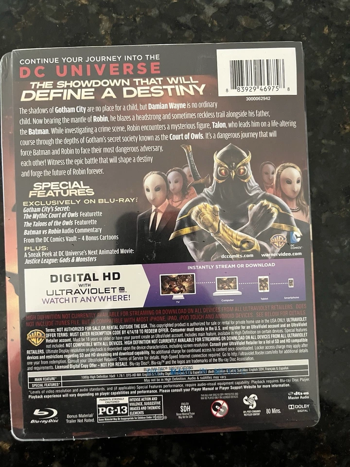 Batman vs. Robin (Blu-ray/DVD, Digital) NEW Steelbook (Justice League) Foto 2 de 4