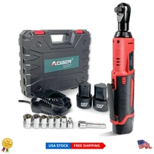 12V Cordless Ratchet Wrench with 2 Batteries, Lights & Complete Tool Accessories