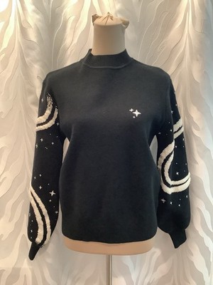 Carmico Apparel Stargazer Deep Space Black Celestial Thick Knit Sweater XS