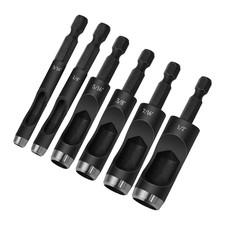 Leather Hollow Punch Tool Set 1/4 Hex Shank for Electric Hand Drills, 6 Pcs Hex