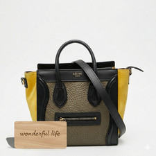 Borsa a tracolla Celine Luggage Nano Shopper tricolore beige multi pelle 2 vie