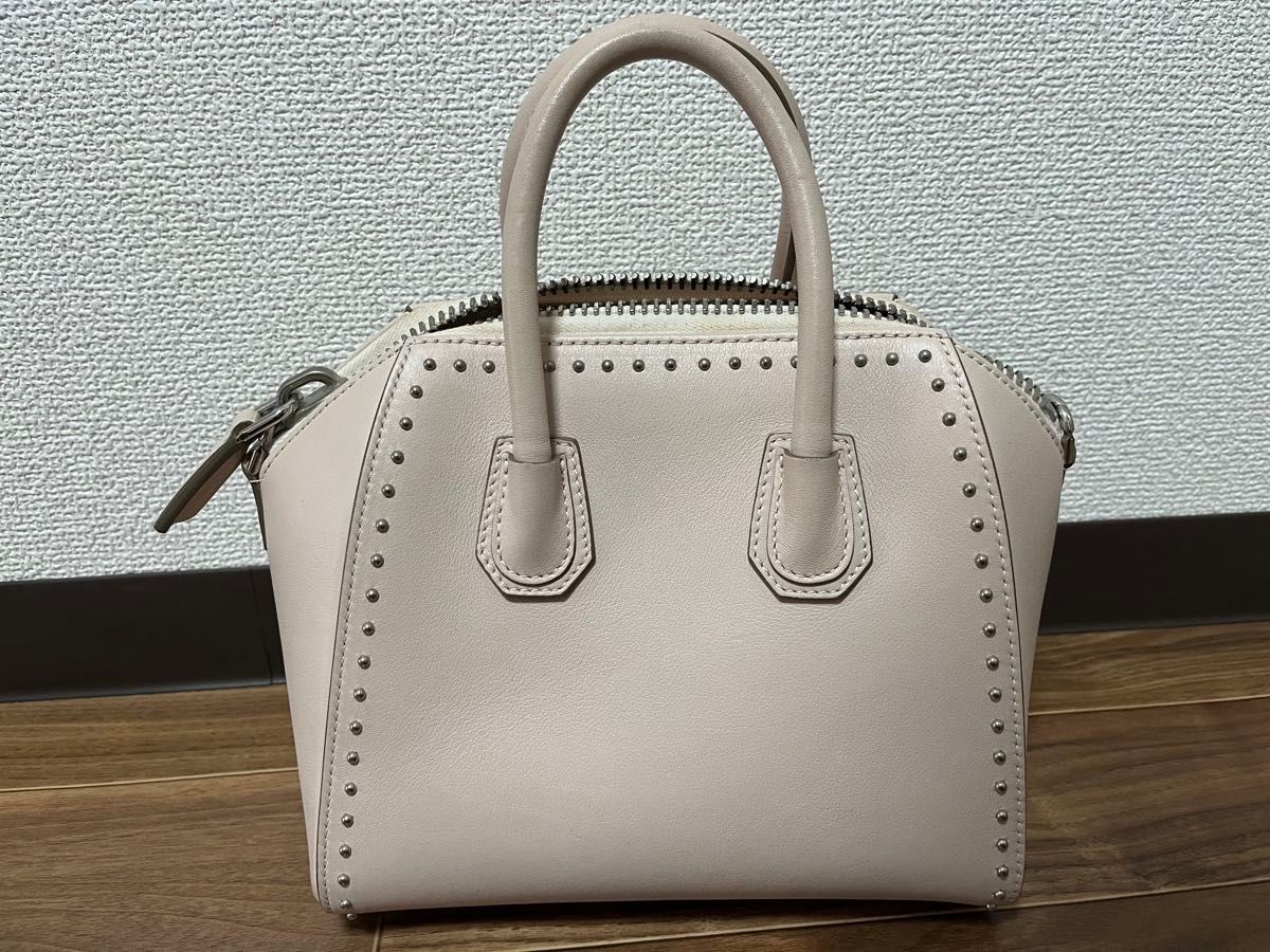 GIVENCHY Antigona Pink Beige 2Way Handbag Shoulder Strap Stud