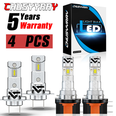 4PCS H15+H7 COMBO LED HEADLIGHT BULBS KIT DRL HIGH BEAM BRIGHT WHITE 6500K USA