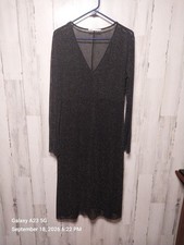 Zara Textured Weave Metallic Thread Dress Large Open Weave