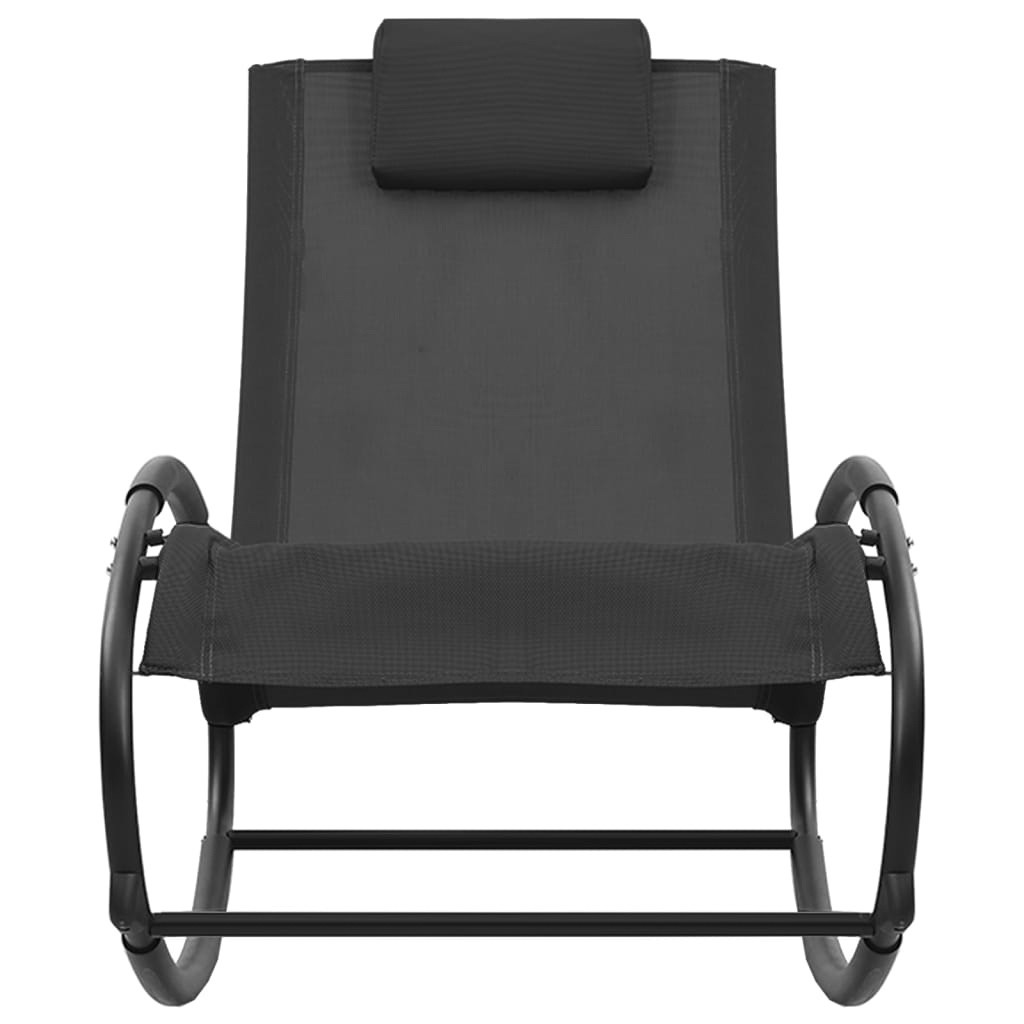 Sonnenliege mit Kissen Stahl und Textilene Outdoor Witterungsbeständig Schwarz