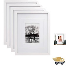 11x14 Picture Frames Set of 4, Made of Solid Wood Covered by Plexiglass 5x7 a...