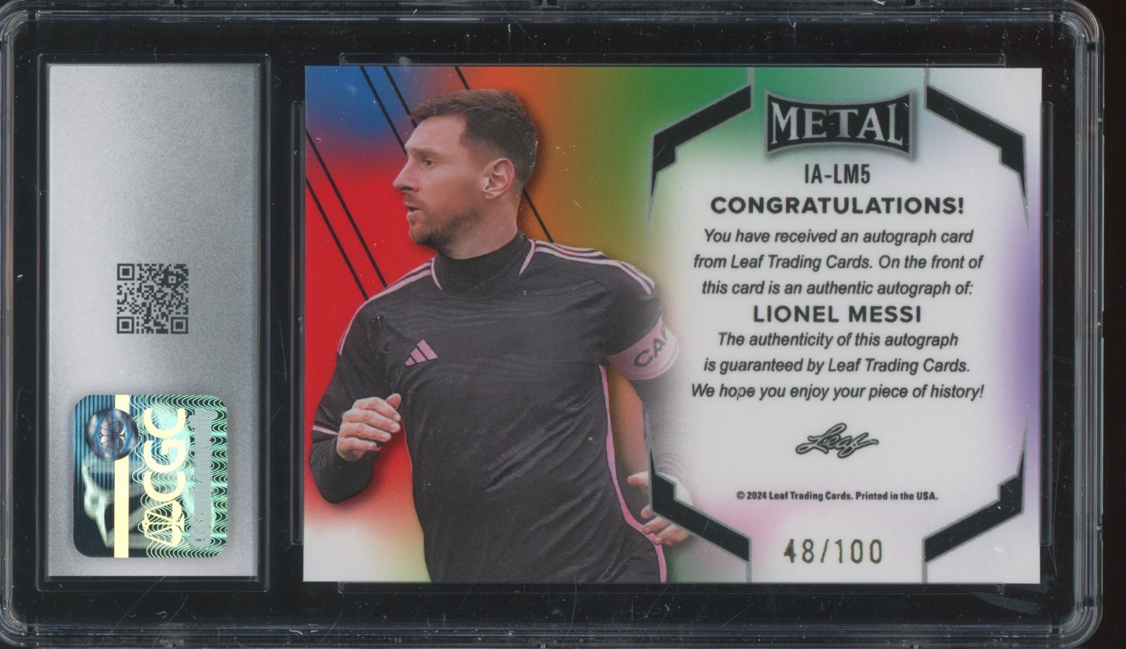2025 Leaf Metal Authentics The Immortals Green Lionel Messi /100 CGC 8 9 Auto view 2
