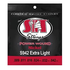  Power Wound Nickel Electric Guitar Strings (S.I.T.), Extra Light 9-42, S942 