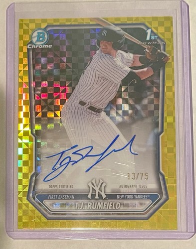 T.J. Rumfield [Yellow X-Fractor] #CPA-TR 2026 Bowman Chrome Prospect Autograph card