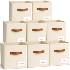 Storage Cubes 8 Pack, 11 Inch Fabric Storage Cubes Organizer Bins 8PACK Beige