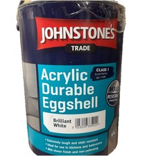 Johnstones Trade Acrylic Durable Eggshell - Brilliant White 5L - Mould Resistant