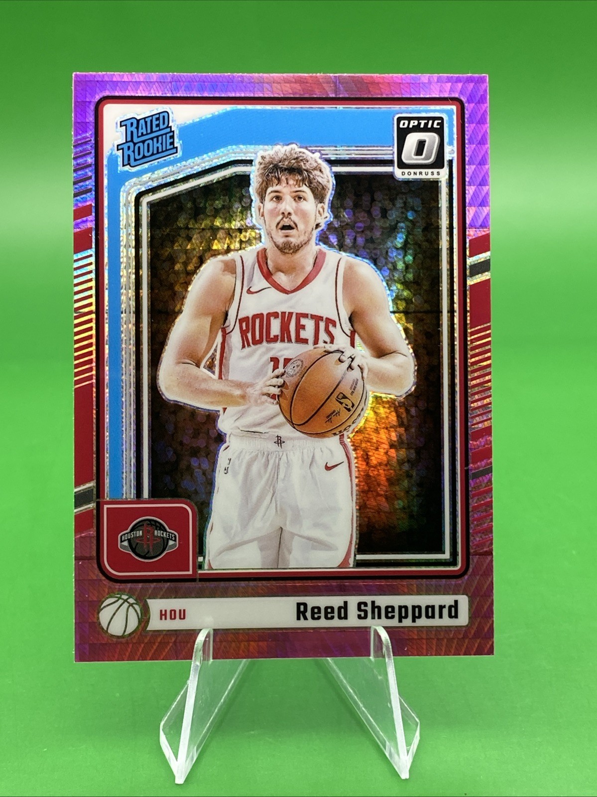 2024-25 Donruss Optic Reed Sheppard Rated Rookie Pink Hyper RC #255 Rockets