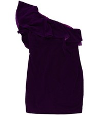 Ralph Lauren Womens Velvet Ruffle Trim Cocktail Dress, Purple, 10
