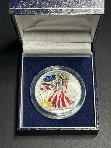 1999 American Eagle Silver Coin Colorized BU $1 Dollar Box & COA Uncirculated