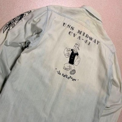 Buzz Rickson's Chambray Shirt POPEYE 50s Vintage Recreation L US Navy