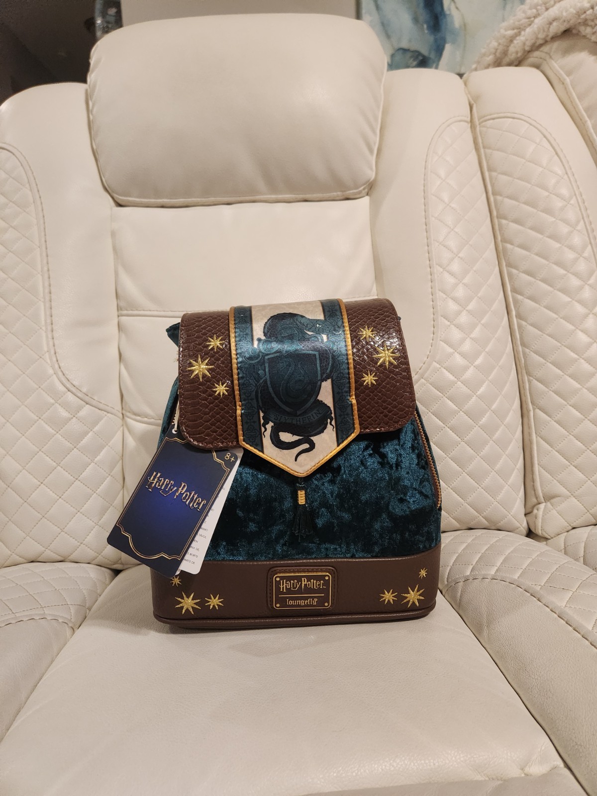 Loungefly Harry Potter Slytherin Banner Velvet Mini Backpack