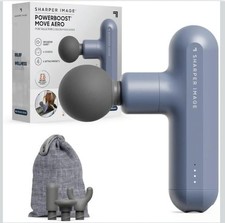 SHARPER IMAGE Powerboost Move Portable Percussion Massage Gun -4 Attachments NEW
