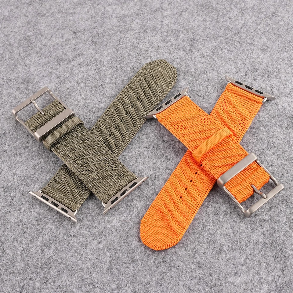 Correa de reloj de nailon de 38-49 mm para Apple Watch Hermes En-Mer Ultra 3/2/1 y logotipo Foto 3 de 4