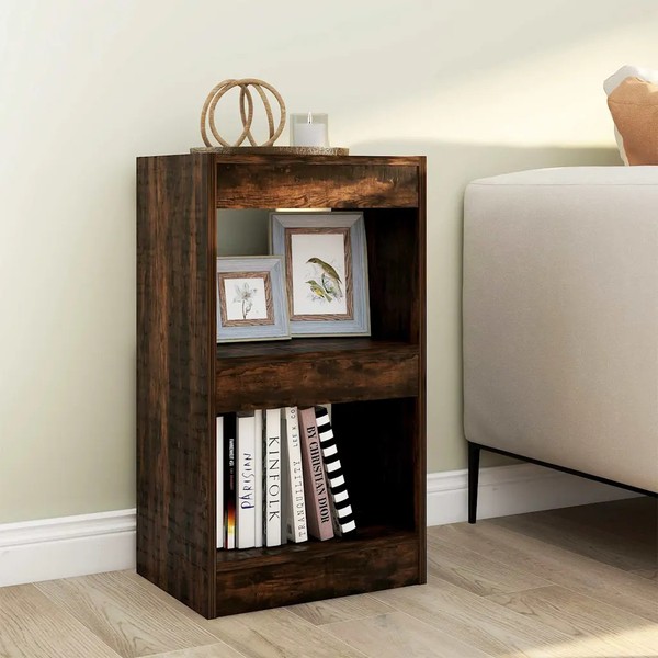 Raumteiler BüCherregal RäUchereiche 40X30X72 Cm Standregal Raumtrenner-image