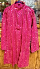 NWT Men's Kurta PAJAMA SET SZ 36 Small rani hot pink SEQUINS India-USA seller