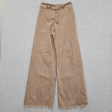 Zara Jeans Women's High Rise Wide Leg Trouser Brown Denim Stretch Boho Size 4