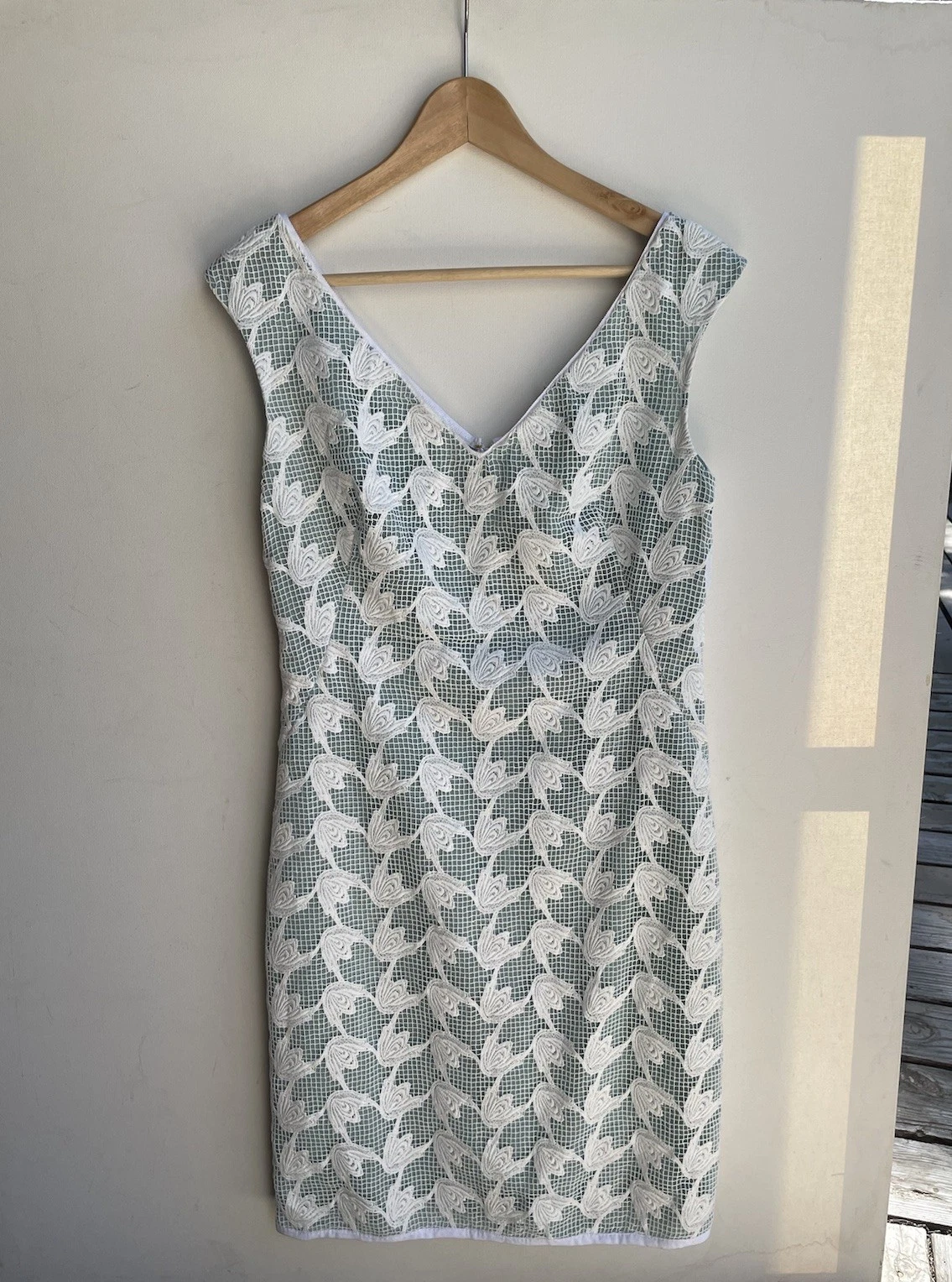 Tory Burch Brooklyn mini abito in pizzo verde menta bianco taglia 8