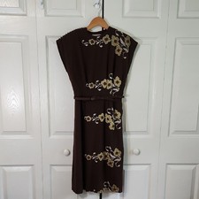 Vintage Jon Michaels Original Brown Floral Dress SZ XS Embroidered Boho Classic