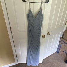 Azazie DustyBlue Chiffon Polyester Sleeveless Ruched SpaghettiStrap MaxiDressA14