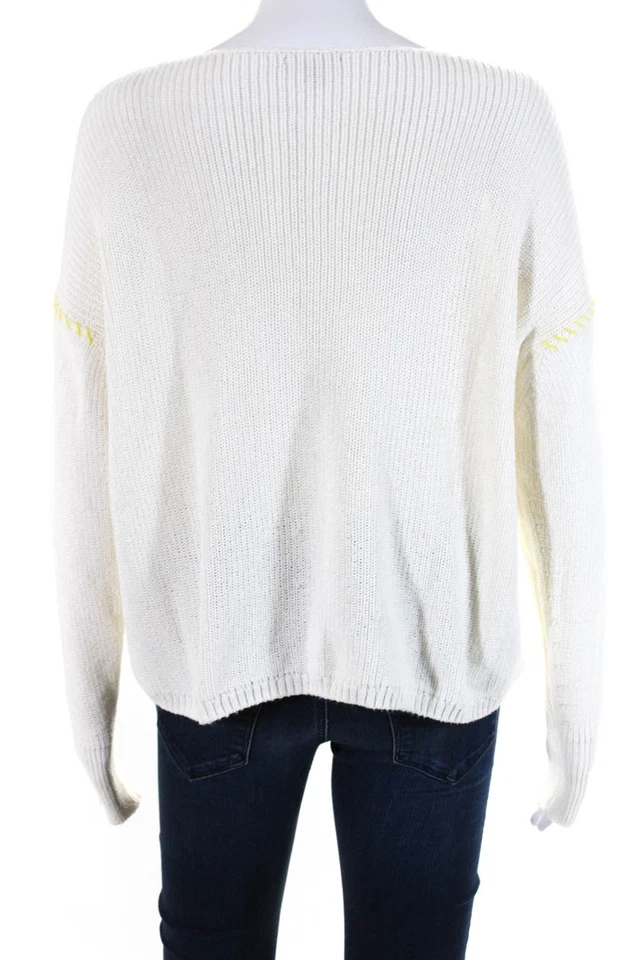 Suéter Pullover Lilla P Mujer Algodón Cuello Redondo Manga Larga Blanco Talla S Foto 3 de 4