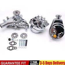For Sbc Chevy Chrome Long Water Pump Power Steering Pump Chrome Alternator 130w
