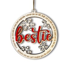Bestie Christmas Ornament, Wooden Keepsake, Perfect Friendship Gift