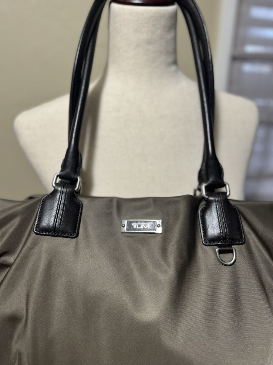 TUMI Voyageur Dark Green Nylon Shoulder Bag, Carry All Tote