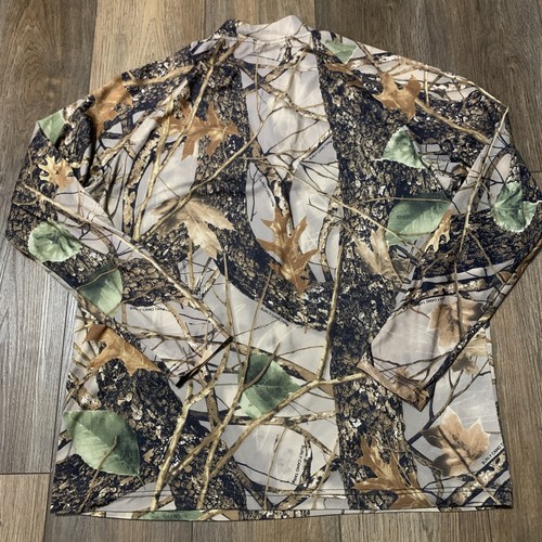 WFS Burly Camo Element Gear Shirt 1/4 Zip Long Sleeve Brown Oak Leaf Tan - Picture 8 of 8