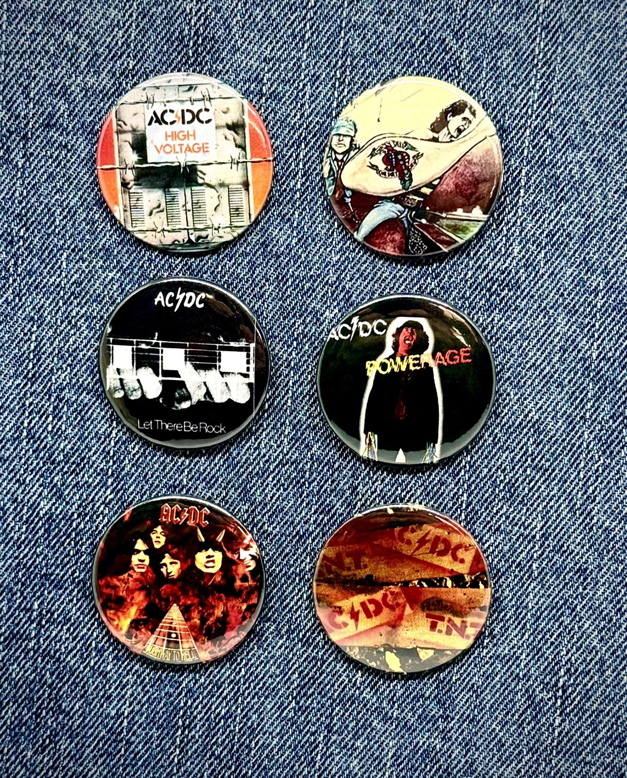 AC/DC “The First 5” Australian Album Covers 1.5” Pin Back Buttons w ...