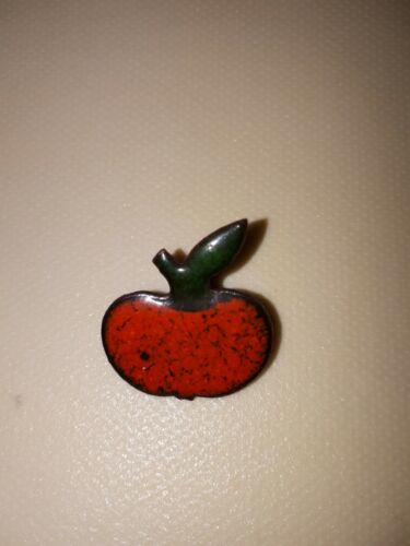  Brooch Fashion Jewelry Apple Red Enamel Craft 2cm x 2cm Vintage Rarity  - Picture 1 of 12